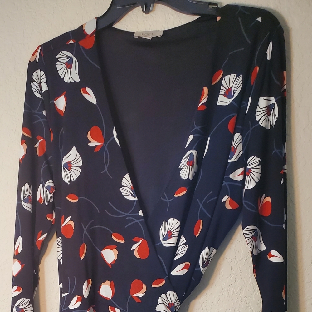 Red White and Blue Flower Printed Dress